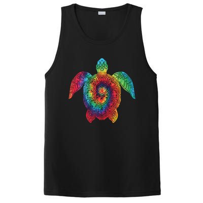 Sea Turtle Ocean Tie Dye Rainbow Hippie Costume Hippy Gift PosiCharge Competitor Tank