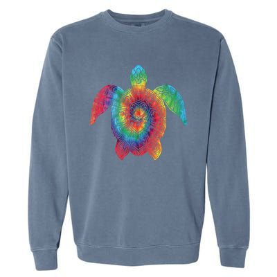 Sea Turtle Ocean Tie Dye Rainbow Hippie Costume Hippy Gift Garment-Dyed Sweatshirt