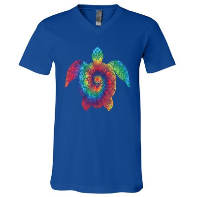 Sea Turtle Ocean Tie Dye Rainbow Hippie Costume Hippy Gift V-Neck T-Shirt