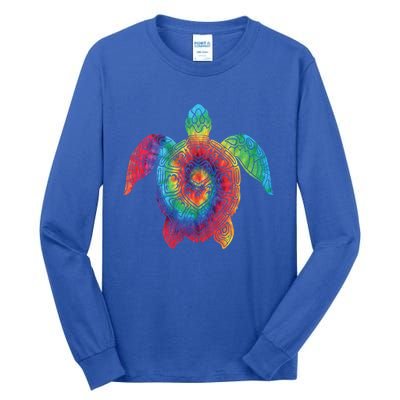 Sea Turtle Ocean Tie Dye Rainbow Hippie Costume Hippy Gift Tall Long Sleeve T-Shirt