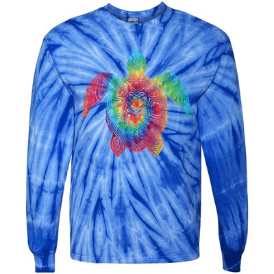 Sea Turtle Ocean Tie Dye Rainbow Hippie Costume Hippy Gift Tie-Dye Long Sleeve Shirt