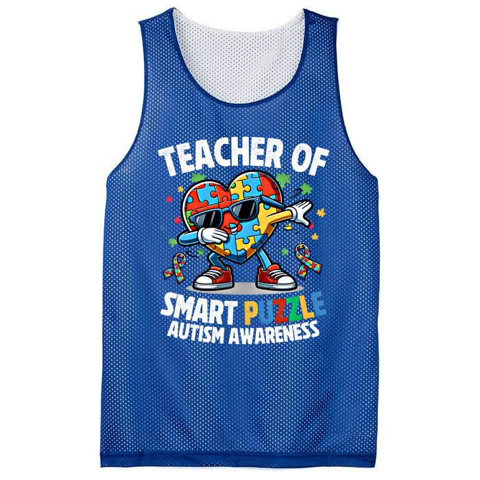 Sped Teacher Of Smart Puzzle Heart Dabbing Autism Awareness Gift Mesh Reversible Basketball Jersey Tank