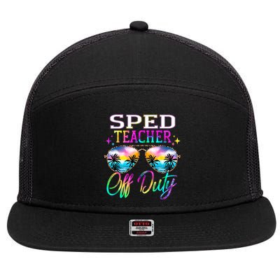 SPED Teacher Off Duty Last Day Of School Teacher Summer 7 Panel Mesh Trucker Snapback Hat