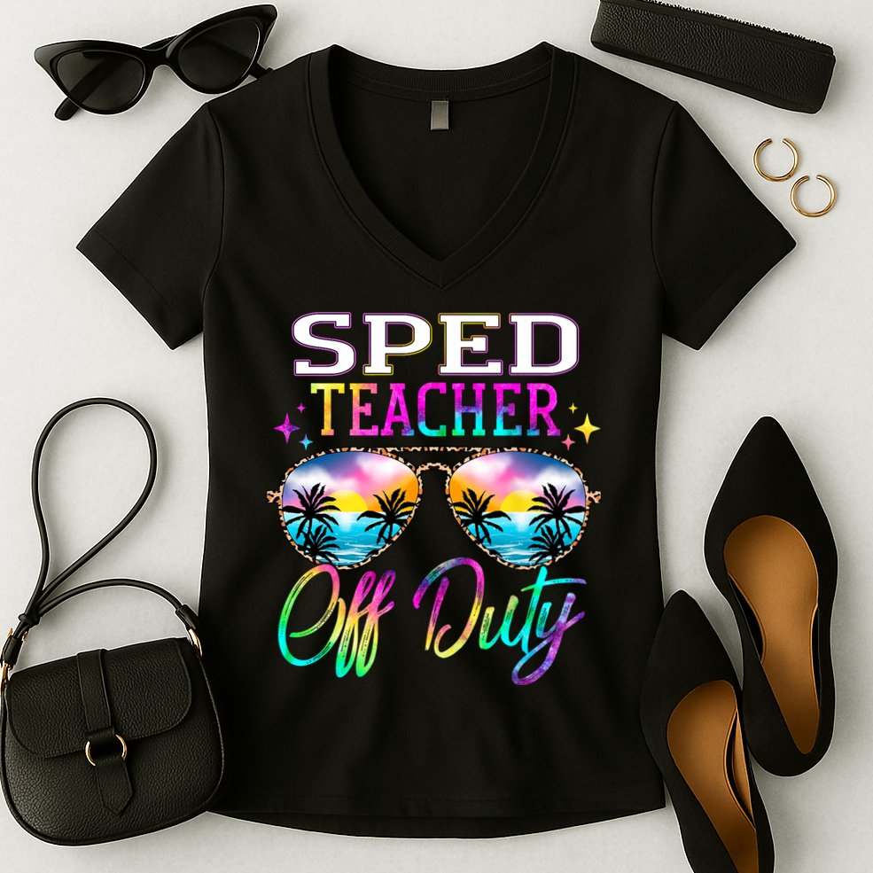 SPED Teacher Off Duty Last Day Of School Teacher Summer Women's V-Neck T-Shirt