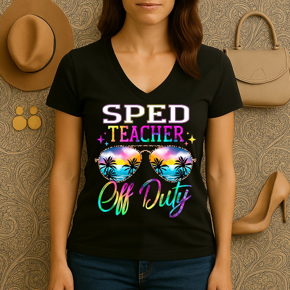 SPED Teacher Off Duty Last Day Of School Teacher Summer Women's V-Neck T-Shirt