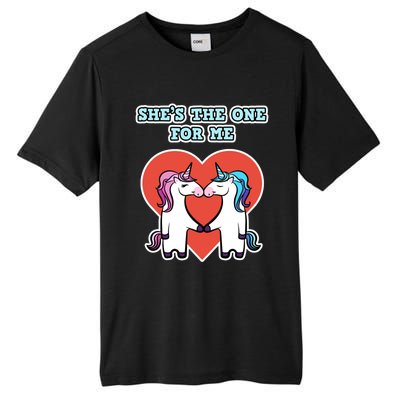 She's The One For Me Gift Unicorn Valentine's Day Gift Tall Fusion ChromaSoft Performance T-Shirt