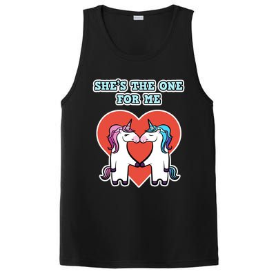 She's The One For Me Gift Unicorn Valentine's Day Gift PosiCharge Competitor Tank