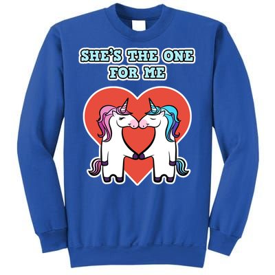 She's The One For Me Gift Unicorn Valentine's Day Gift Sweatshirt