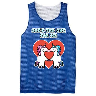 She's The One For Me Gift Unicorn Valentine's Day Gift Mesh Reversible Basketball Jersey Tank