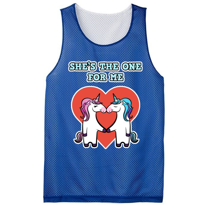 She's The One For Me Gift Unicorn Valentine's Day Gift Mesh Reversible Basketball Jersey Tank