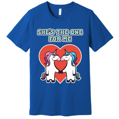 She's The One For Me Gift Unicorn Valentine's Day Gift Premium T-Shirt