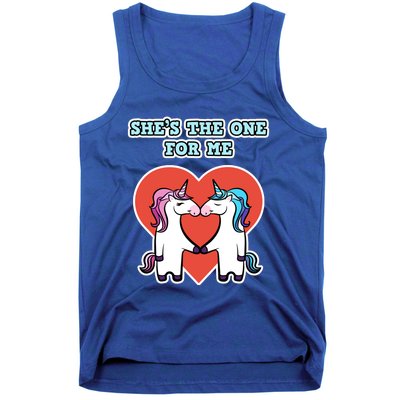 She's The One For Me Gift Unicorn Valentine's Day Gift Tank Top