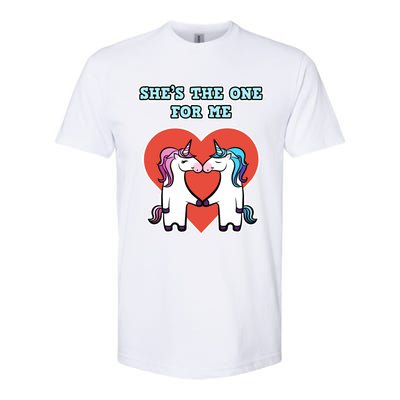 She's The One For Me Gift Unicorn Valentine's Day Gift Softstyle CVC T-Shirt