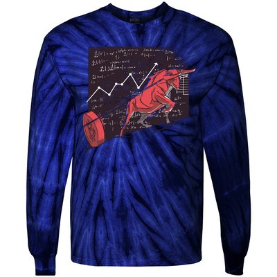 Stock Market Bitcoin Bull Tie-Dye Long Sleeve Shirt