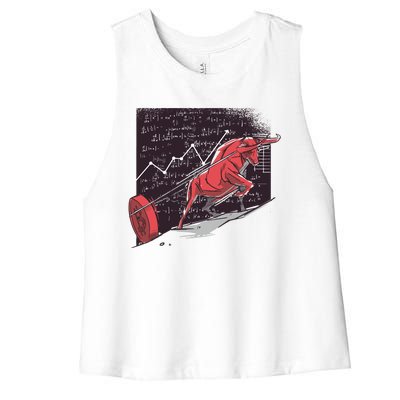 Stock Market Bitcoin Bull Women's Racerback Cropped Tank