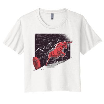 Stock Market Bitcoin Bull Women's Crop Top Tee