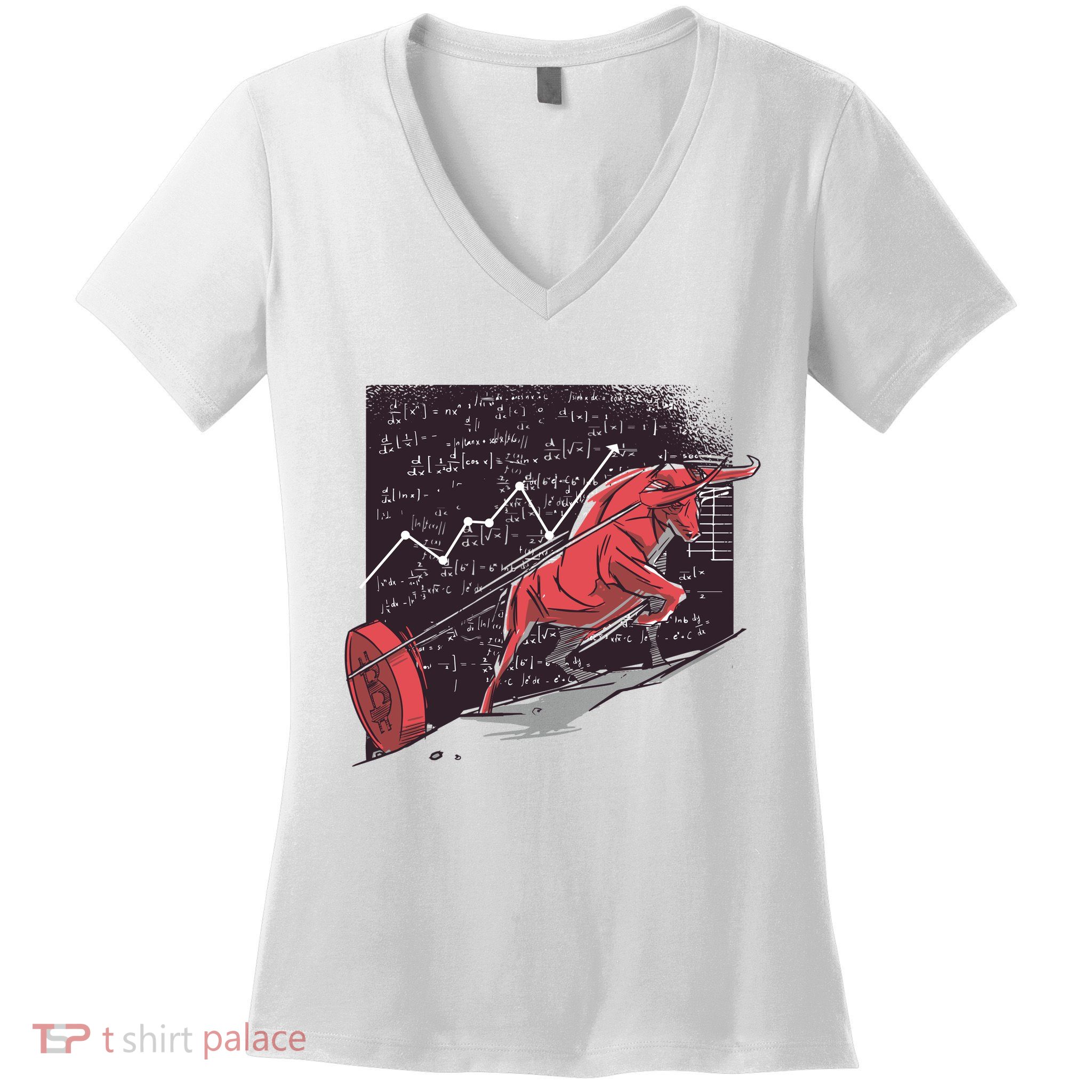 Stock Market Bitcoin Bull Women's V-Neck T-Shirt