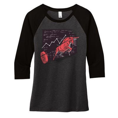 Stock Market Bitcoin Bull Women's Tri-Blend 3/4-Sleeve Raglan Shirt