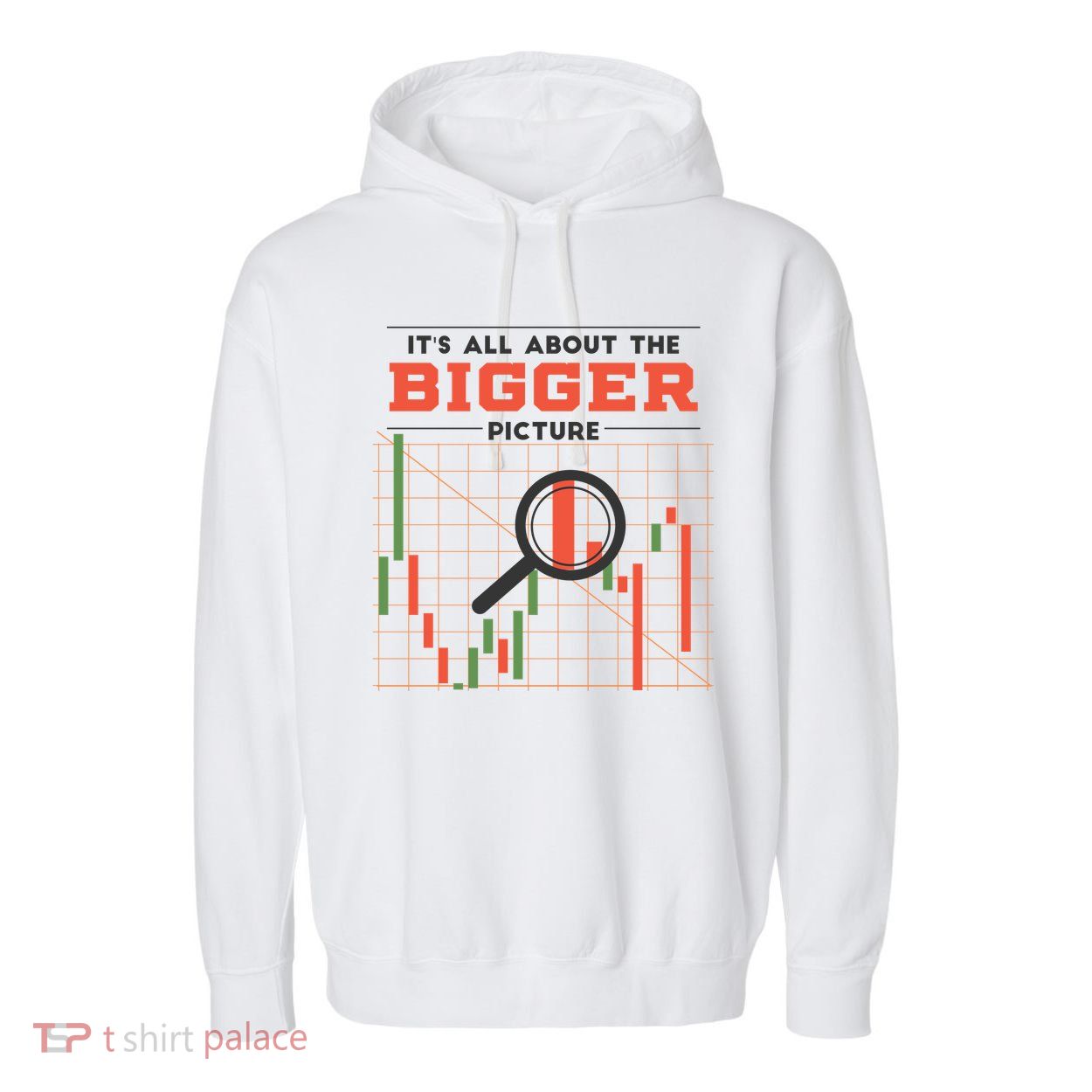 Stock Market Graph Bigger Picture Garment-Dyed Fleece Hoodie