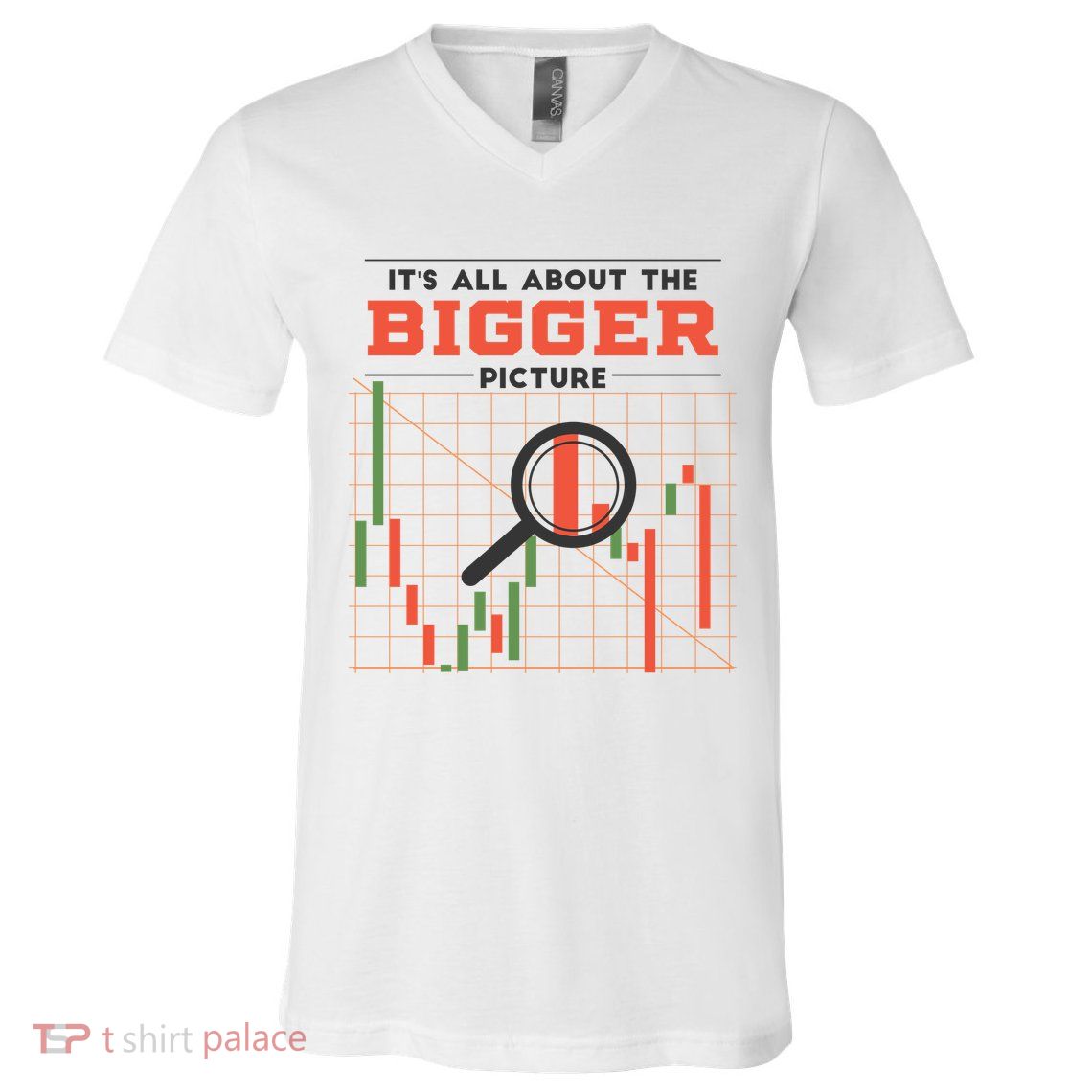 Stock Market Graph Bigger Picture V-Neck T-Shirt