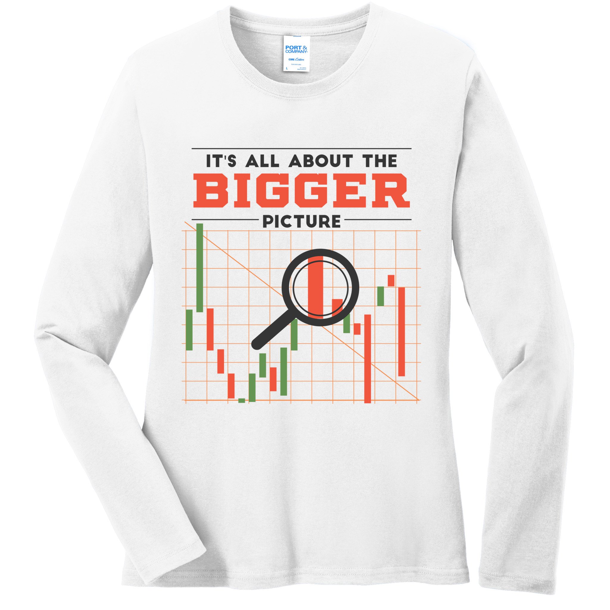 Stock Market Graph Bigger Picture Ladies Long Sleeve Shirt