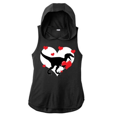 Stole My Heart Cute Dinosaur Ladies PosiCharge Tri-Blend Wicking Draft Hoodie Tank