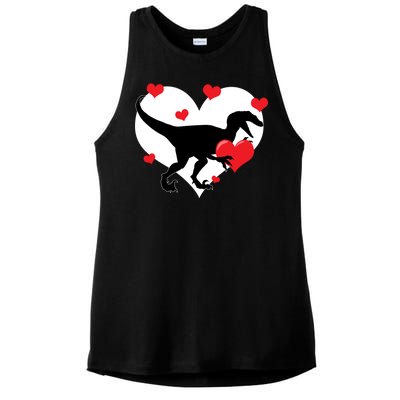 Stole My Heart Cute Dinosaur Ladies PosiCharge Tri-Blend Wicking Tank