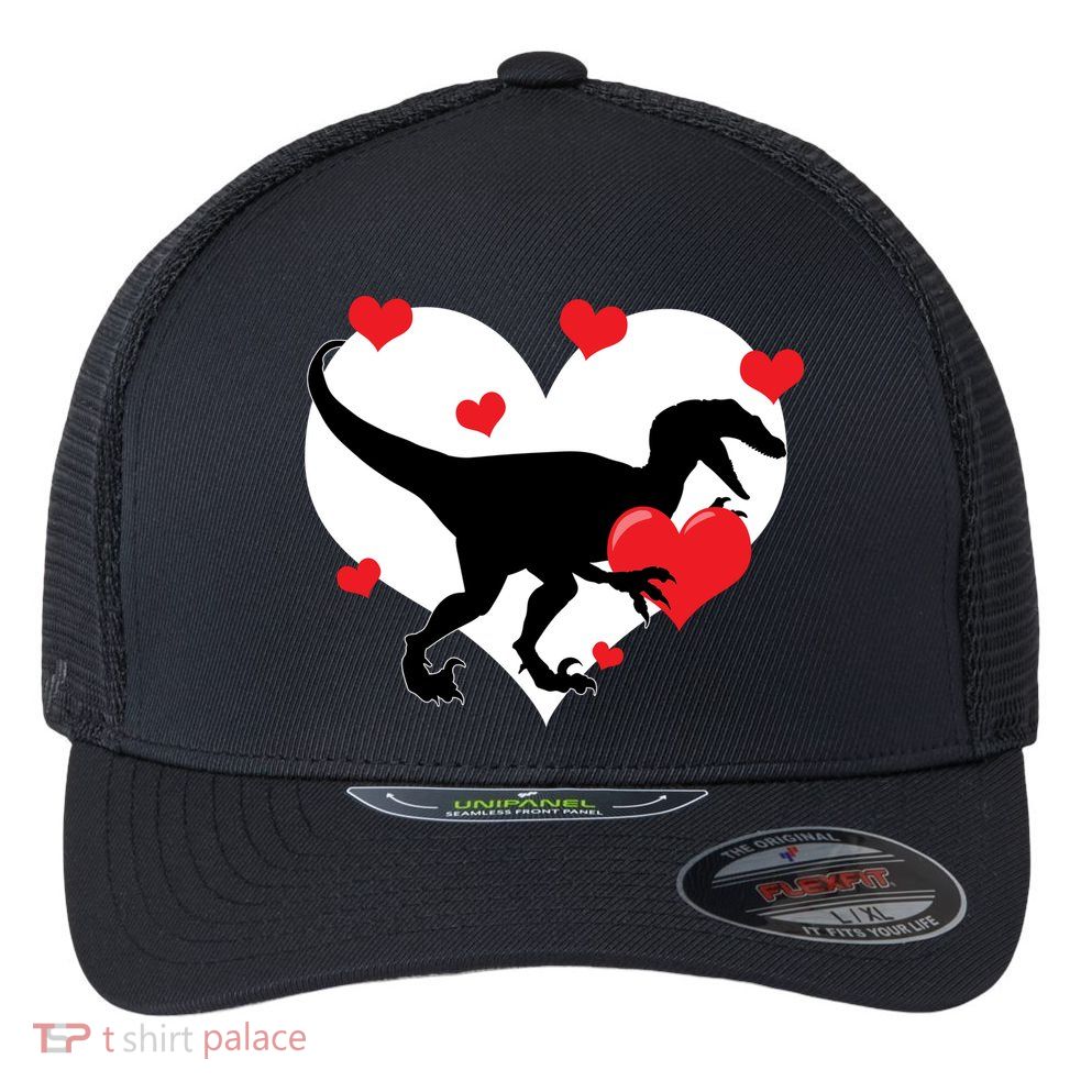 Stole My Heart Cute Dinosaur Flexfit Unipanel Trucker Cap