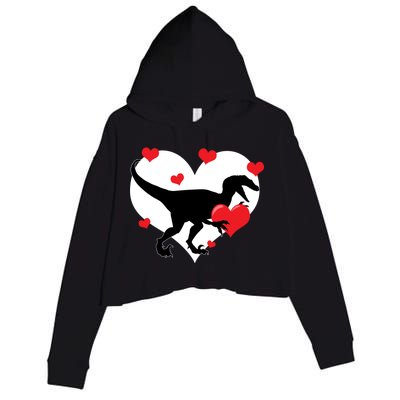 Stole My Heart Cute Dinosaur Crop Fleece Hoodie