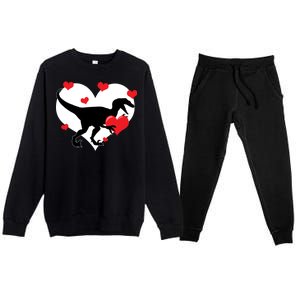 Stole My Heart Cute Dinosaur Premium Crewneck Sweatsuit Set