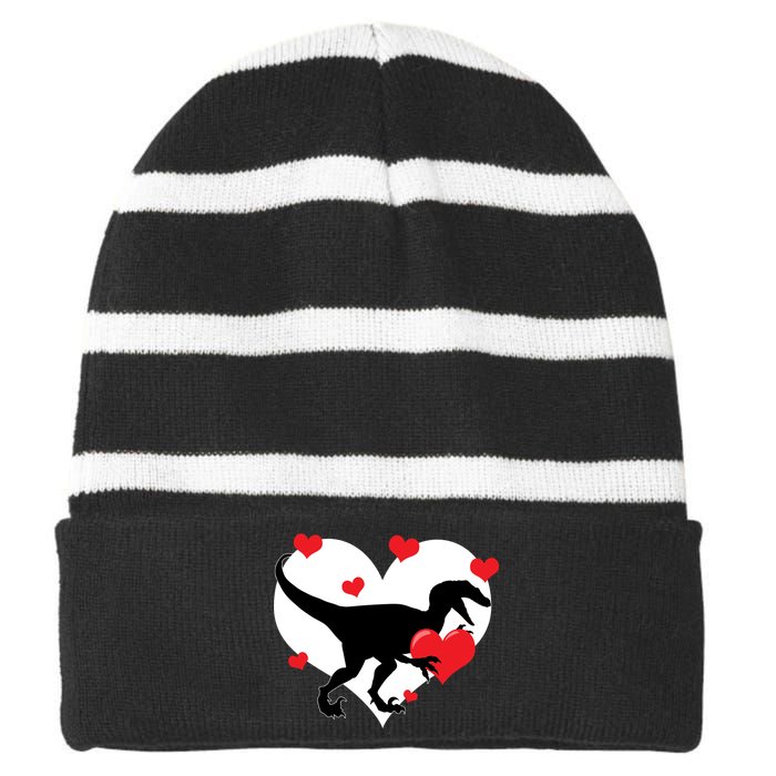 Stole My Heart Cute Dinosaur Striped Beanie with Solid Band