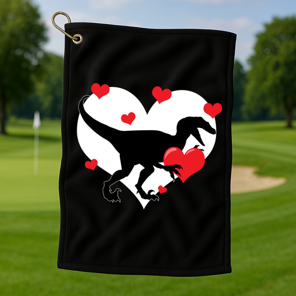Stole My Heart Cute Dinosaur Golf Towel