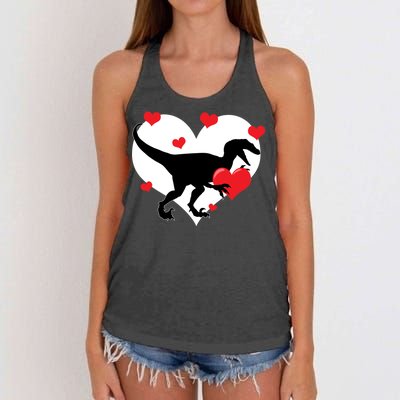 Stole My Heart Cute Dinosaur Women's Knotted Racerback Tank