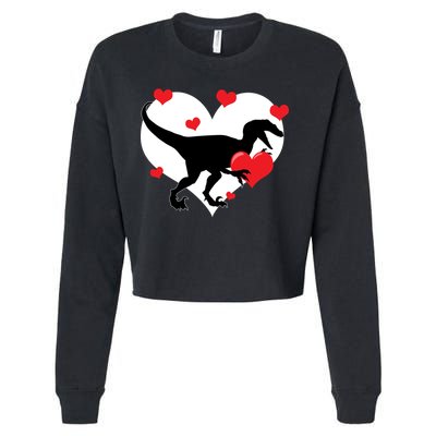 Stole My Heart Cute Dinosaur Cropped Pullover Crew