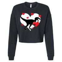 Stole My Heart Cute Dinosaur Cropped Pullover Crew