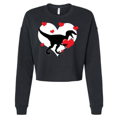 Stole My Heart Cute Dinosaur Cropped Pullover Crew