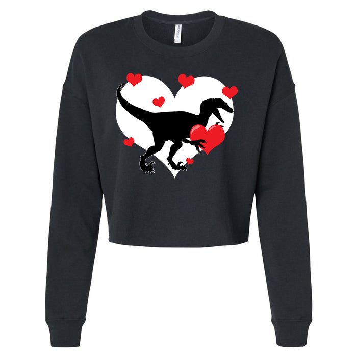Stole My Heart Cute Dinosaur Cropped Pullover Crew