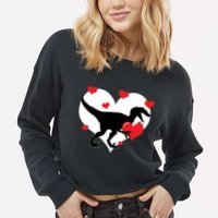 Stole My Heart Cute Dinosaur Cropped Pullover Crew