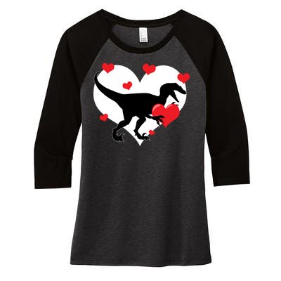 Stole My Heart Cute Dinosaur Women's Tri-Blend 3/4-Sleeve Raglan Shirt