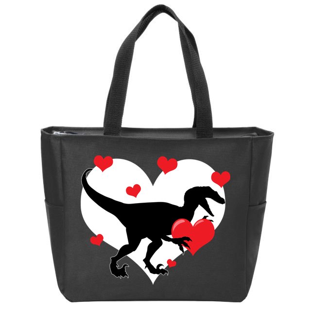 Stole My Heart Cute Dinosaur Zip Tote Bag