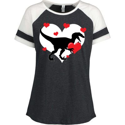 Stole My Heart Cute Dinosaur Enza Ladies Jersey Colorblock Tee