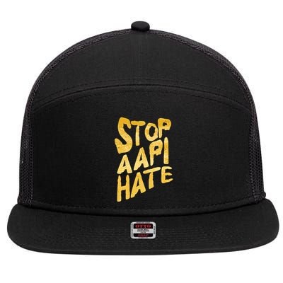 Stop AAPI Hate Painted 7 Panel Mesh Trucker Snapback Hat