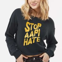 Stop AAPI Hate Painted Cropped Pullover Crew