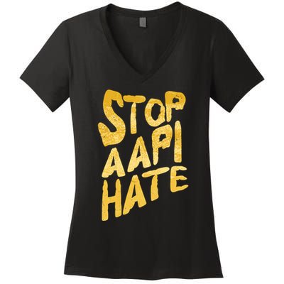 Stop AAPI Hate Painted Women's V-Neck T-Shirt
