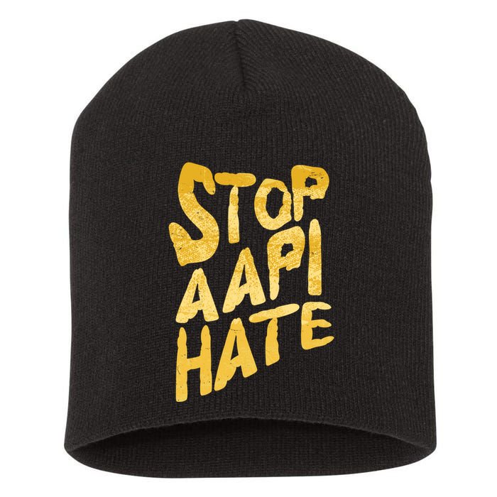 Stop AAPI Hate Painted Short Acrylic Beanie