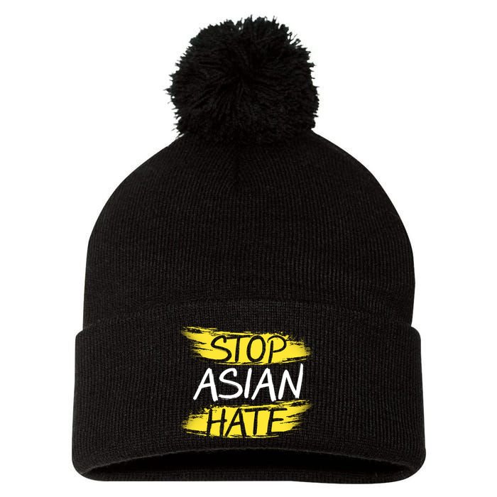 Stop Asian Hate Protest Support Pom Pom 12in Knit Beanie