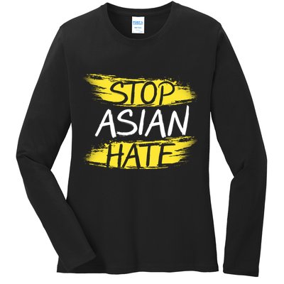 Stop Asian Hate Protest Support Ladies Long Sleeve Shirt