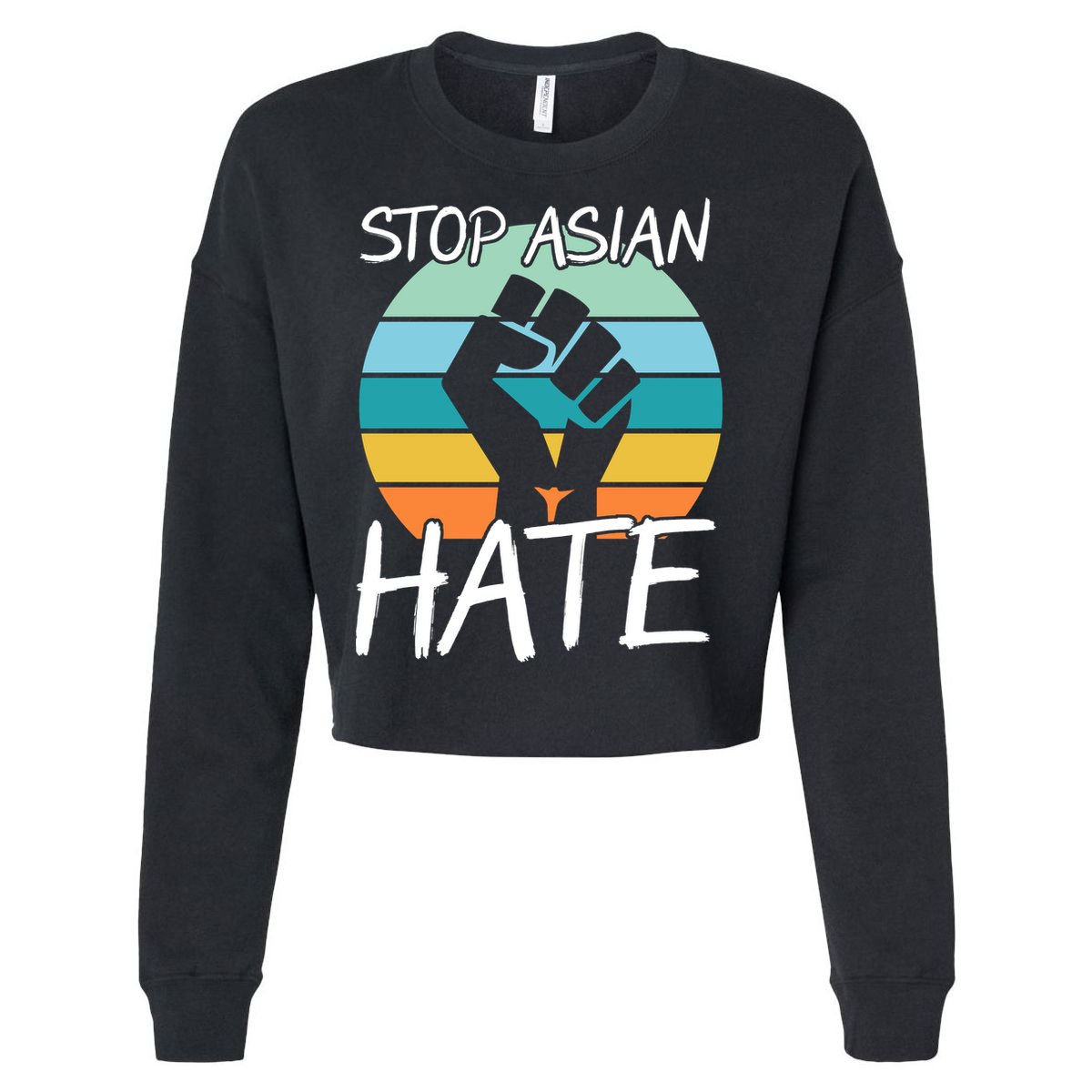 Stop Asian Hate Stand Strong Cropped Pullover Crew