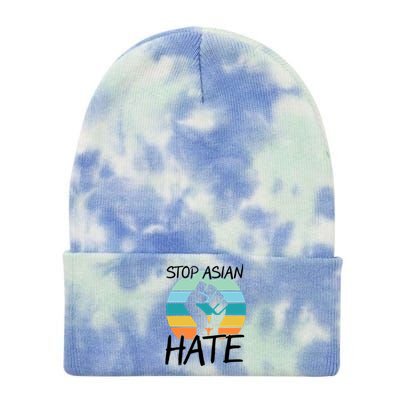 Stop Asian Hate Stand Strong Tie Dye 12in Knit Beanie