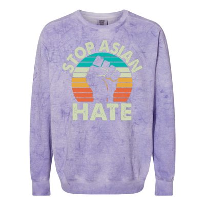 Stop Asian Hate Vintage Protest Fist Colorblast Crewneck Sweatshirt